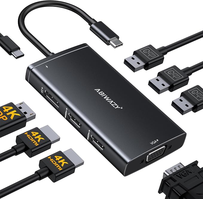 ABIWAZY USB C Docking Station Dual Monitor by ABIWAZY