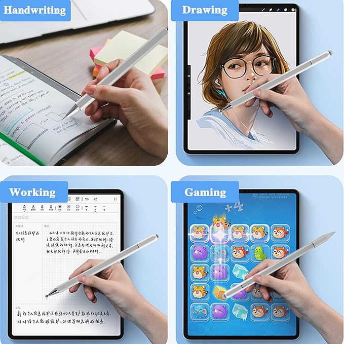 Stylus Pens for iPad, Luntak 3 in 1 Ballpoint Pen, Fiber Tip & Clear Disc - Image 4