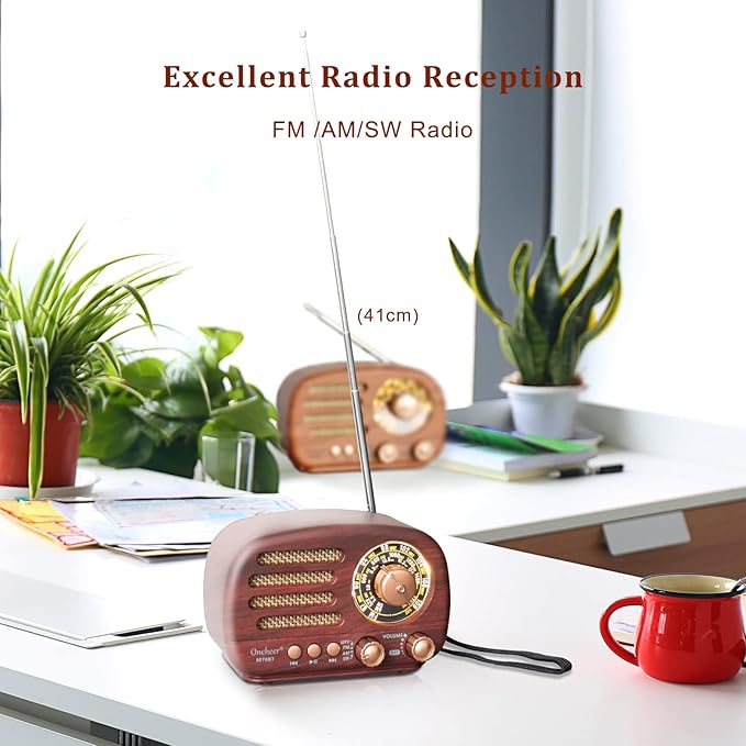 Oncheer Portable Vintage Retro Bluetooth Speaker Radio - Image 5