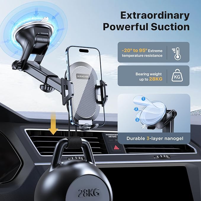 Miracase Phone Holders for Your Car, Universal Cell Phone Car Mount, 3-in-1 - Image 4