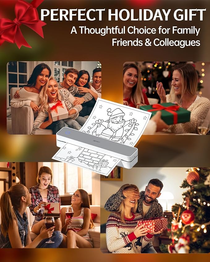 Inkless Portable Printer for Travel, 300DPI Wireless Thermal Printer Support - Image 9