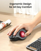 ProtoArc Wireless Trackball Mouse, EM01 NL Ergonomic Bluetooth Rollerball Thumb - Image 3