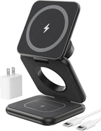 Foldable Magnetic Wireless Charger, KU XIU X40 Aluminum Alloy 3 in 1 Charging by KUXIU