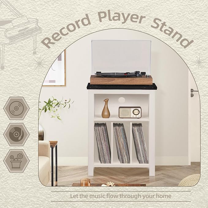Record Player Stand with Vinyl Record Storage Holds up to 160 Albums, Large - Image 4
