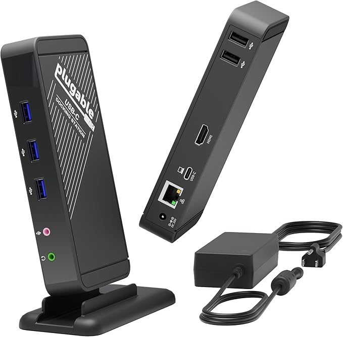 Plugable USB-C Dock with 4K HDMI and 60W Charging, Compatible with Thunderbolt by Plugable