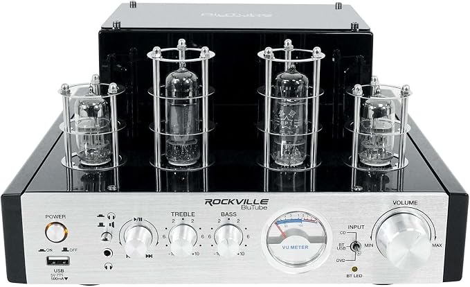 Rockville BluTube 70W Tube Amplifier Stereo Receiver, Compact Design, Warm Sound by Rockville