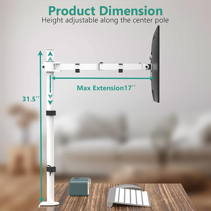 WALI Tall Monitor Stand Desk Mount, Single Extra Tall Monitor Arm Bracket - Image 4