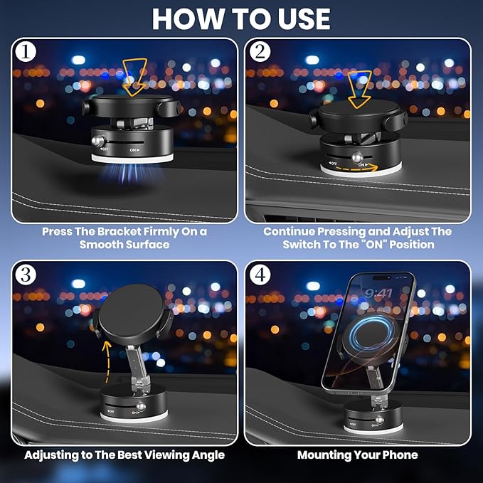 Upgraded 360° Adjustable Vacuum Magnetic Phone Holder, Vacuum Suction Magnetic - Image 7