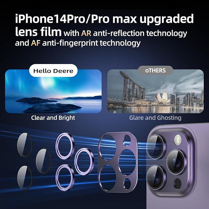 Compatible with iPhone 14 Pro Max Camera Lens Protector, Tempered Glass Full - Image 6