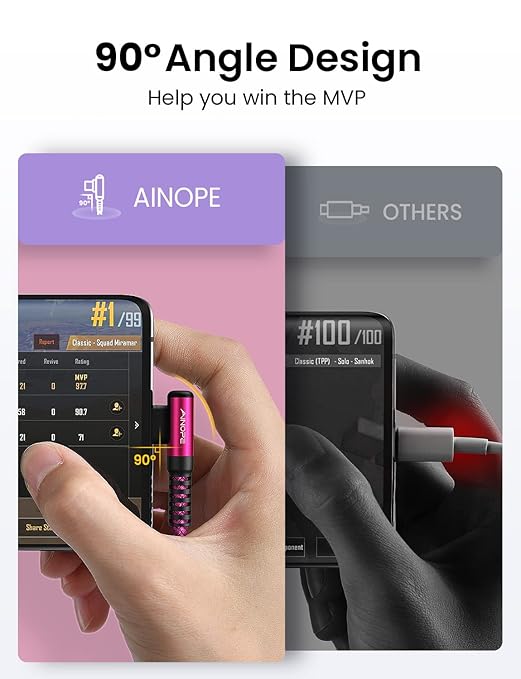 AINOPE USB C Cable Type C Charger Fast Charging, Right Angle USB A to USB C - Image 3