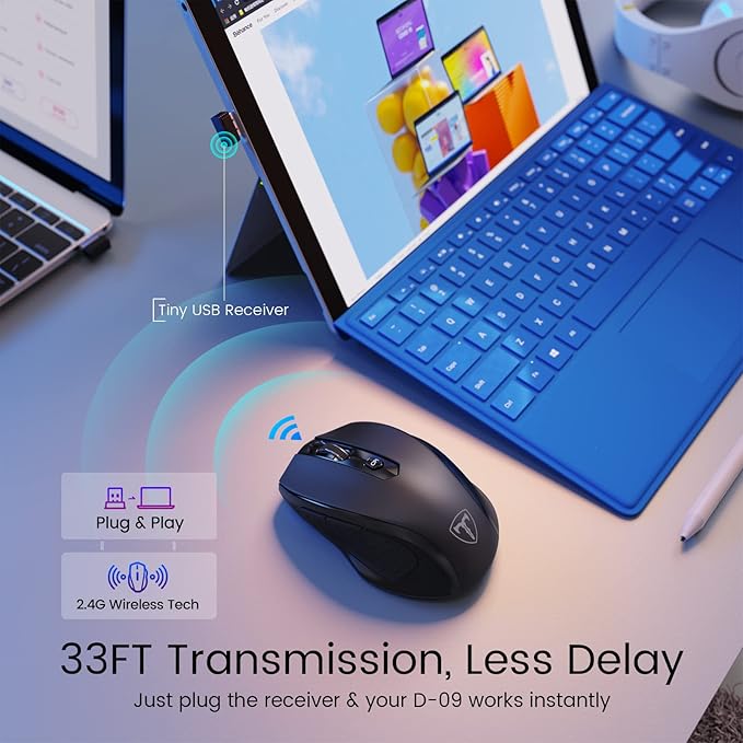 Wireless Mouse, D-09 Computer Mouse USB Cordless Mice - Image 7