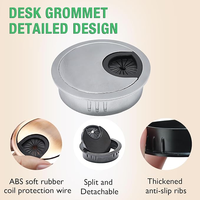 1 Pcs Desk Grommet 2" / 50 mm, Desk Cord Hole Cover, Cable Grommet Metal Zinc - Image 3