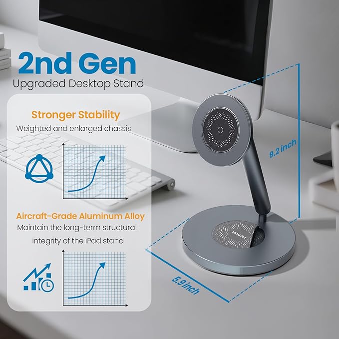 Nillkin Magnetic iPad Stand for Desk, MagSafe Wireless iPhone Charger Stand - Image 6