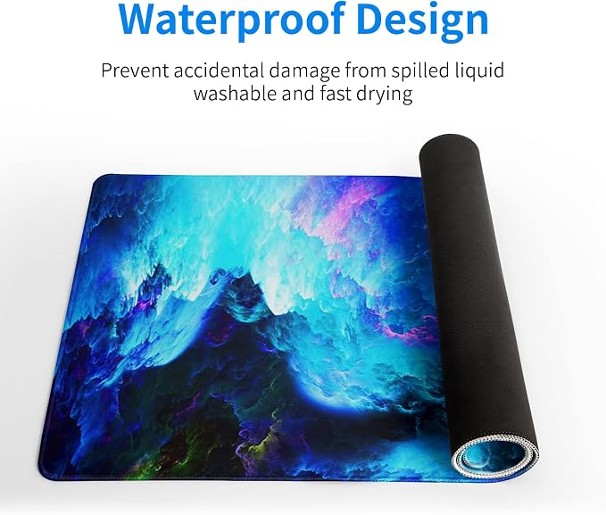 Dazzling Galaxy Gaming Mouse Pad 31.5x11.8 Inch Blue Purple Galaxy Nebula - Image 4