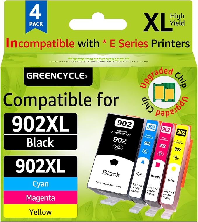 Upgraded 902XL Ink Cartridges Combo Pack Replacement by greencycle