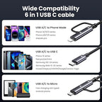 240W Multi Charging Cable, 4ft 6-in-1 USB C Cable Fast Charging Cords - Image 3