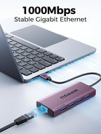 QGeeM USB C Hub Ethernet, 9 in 1 USB Type C Hub HDMI Multi-Port Converter - Image 6