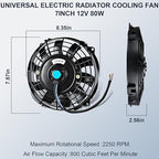 MuHize 7 Inch Slim Radiator Fan - 12V 80W 800 CFM High Performance Cooling Fan - Image 2
