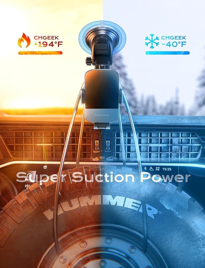 Wireless Car Charger, 15W Fast Charging Auto Clamping Car Charger Phone Mount - Image 6