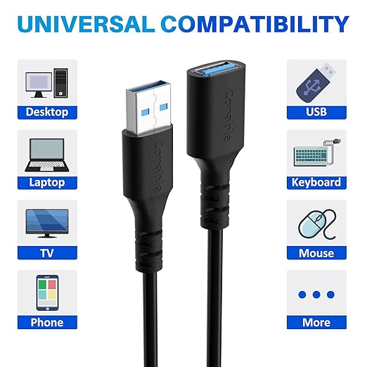 3 Pack USB 3.0 Extension Cable 4 Feet, USB A Male to Female Extender Cord - Image 2