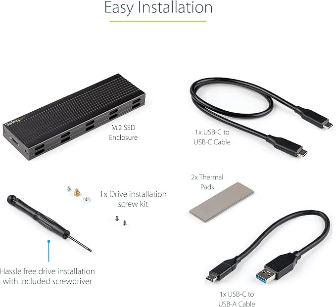 StarTech.com USB-C 10Gbps to M.2 NVMe or M.2 SATA SSD Enclosure, Portable - Image 7