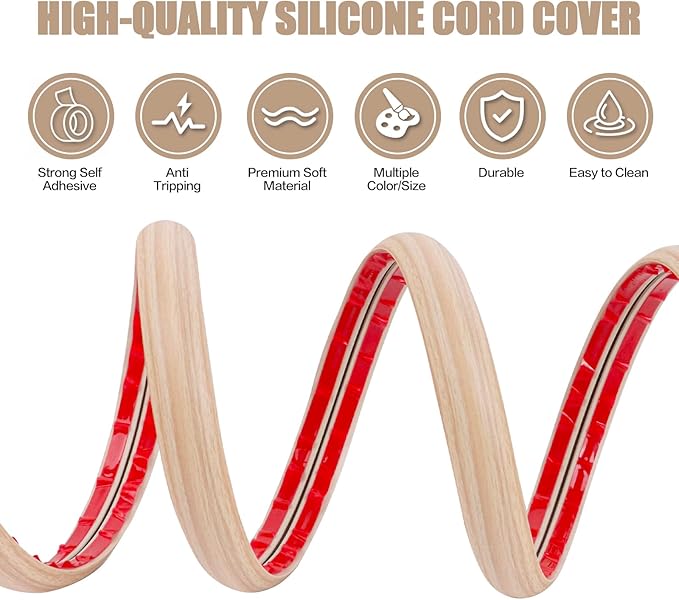 Floor Cord Cover Cavity 0.8"x0.37" Self Adhesive Cord Hider, 3.3FT Low Profile - Image 3