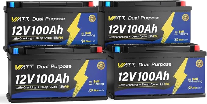 12V 100Ah Bluetooth LiFePO4 Battery, Lithium Battery by Wattcycle