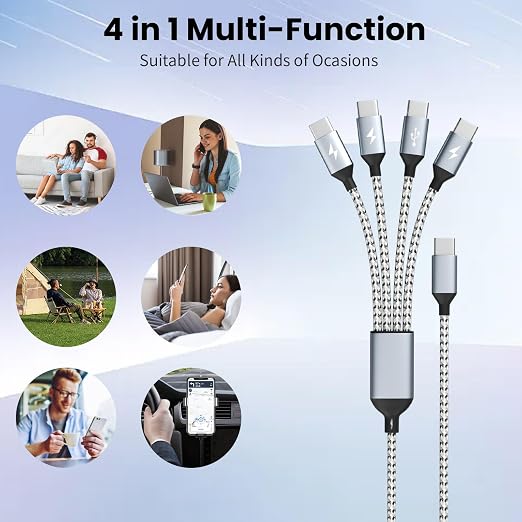 USB C Multi Charging Cable, Dual Type C Cable 1Pack 5FT, USB C Splitter - Image 5