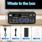 Romica Stereo Audio Amplifier, 2 Channel 450W x2 Bluetooth 5.0 Home Theater - Image 8
