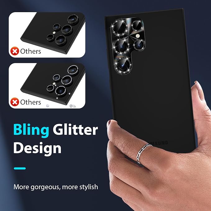 YWXTW Camera Lens Protector for Samsung Galaxy S24 Ultra, Bling Glitter - Image 3