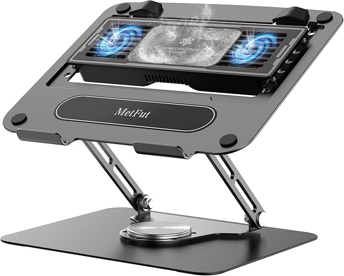 Laptop Cooling Stand with Detachable Thermoelectric Cooler, Adjustable Height & by MetFut