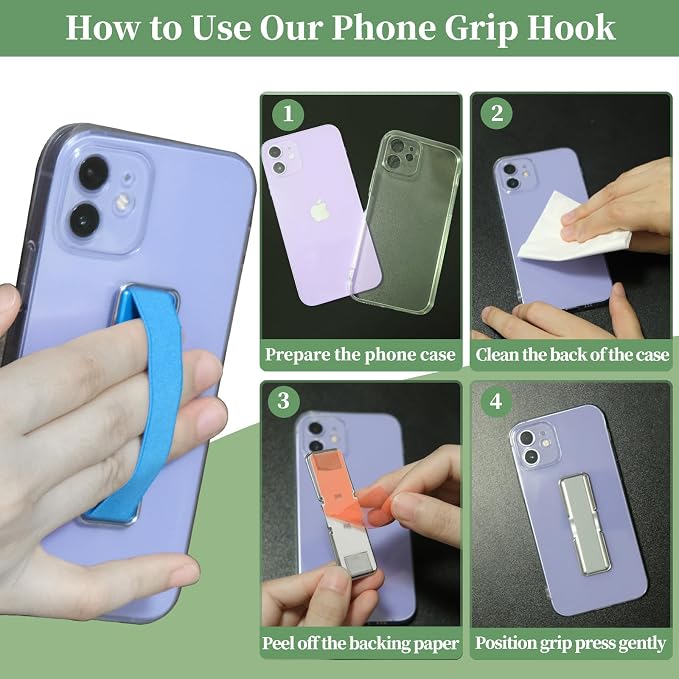 Phone Grip Strap Holder, 4 Pack Adhesive Flat Cellphone Stand Handle Kickstand - Image 6