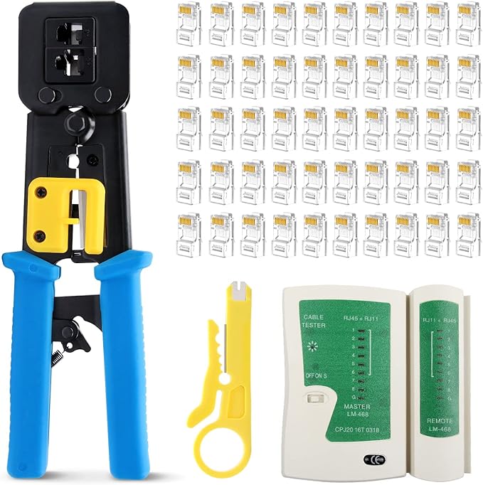 Delgada rj45 Crimp Tool with 50PCS Pass Through Connectors, by Delgada