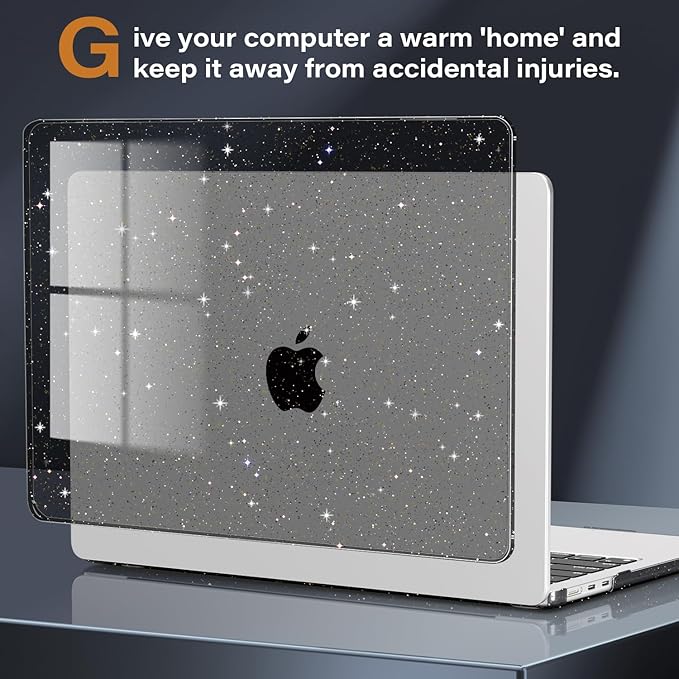 CISSOOK Black Glitter Case for MacBook Air 13.6 inch 2025 2024 2022 Release - Image 7
