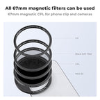 K&F Concept Clip On 67mm Variable ND2-32 Magnetic Phone Lens Filter Kit - Image 7