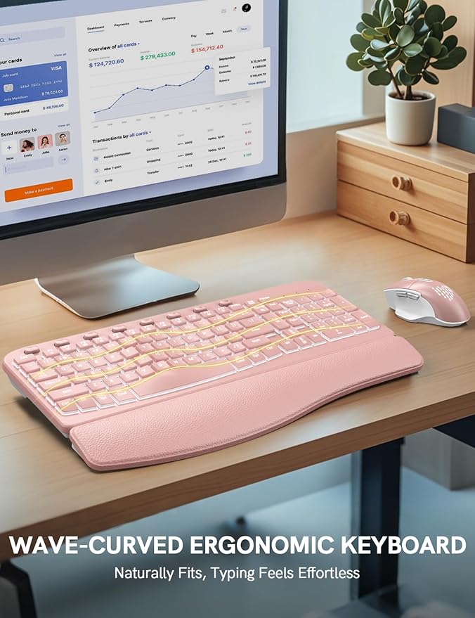 SABLUTE Ergonomic Wireless Keyboard and Mouse Combo - Image 4