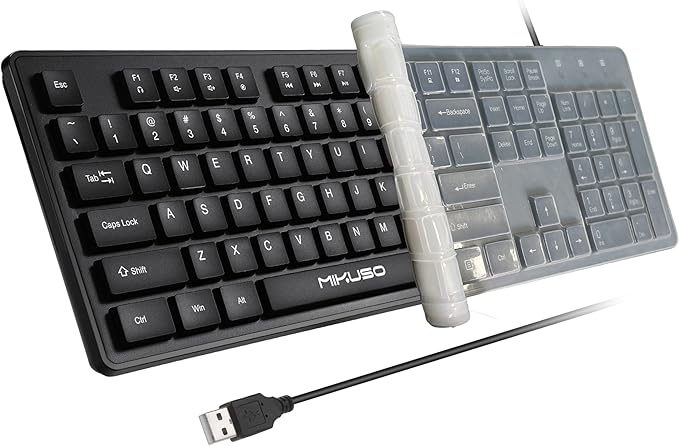 Wired Computers Keyboard with Cover Comfortable Hand Feel, Laser Engraved by Unknown