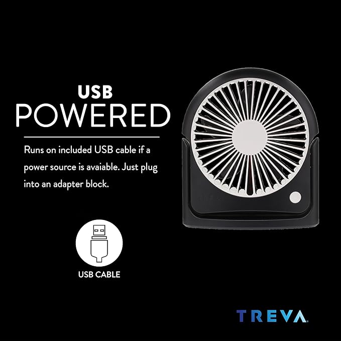 Treva 5 Inch Rechargeable Powered Clip Fan 3 Speed Slim and Portable Indoor and - Image 5