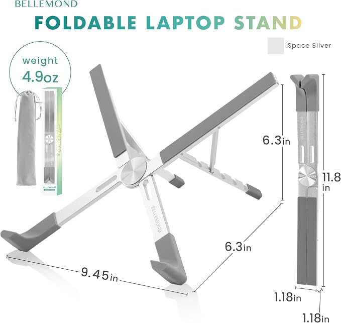 BELLEMOND | X-Shape Laptop Stand – Adjustable Aluminum Riser, 5 Height Levels - Image 9