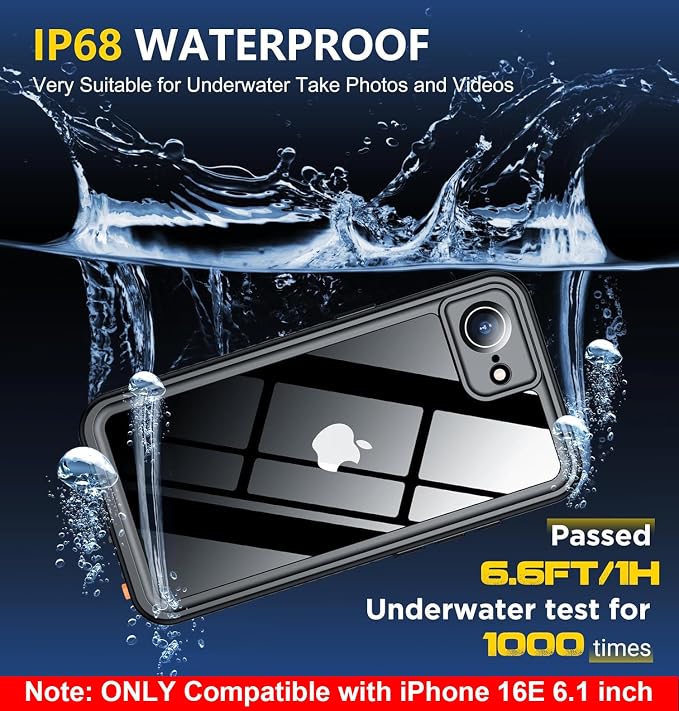 SPIDERCASE for iPhone 16e Case Waterproof, Built-in Screen & Camera Lens - Image 3