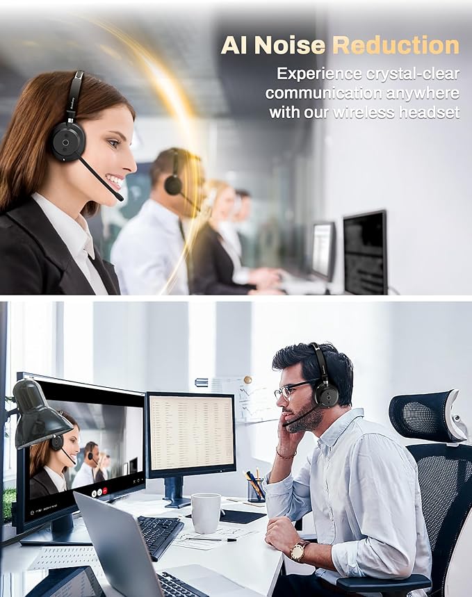 Wireless Headset with Mic for Work, Call Center, Computer Headphones with - Image 3
