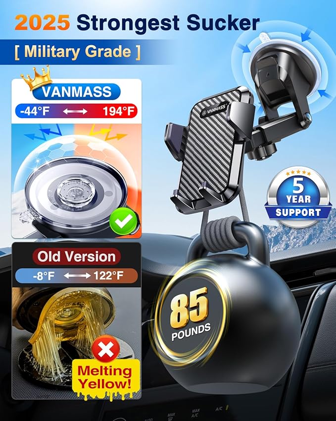 VANMASS 【85+LBS Strongest Suction & Military-Grade 2025 Ultimate Car Phone - Image 4