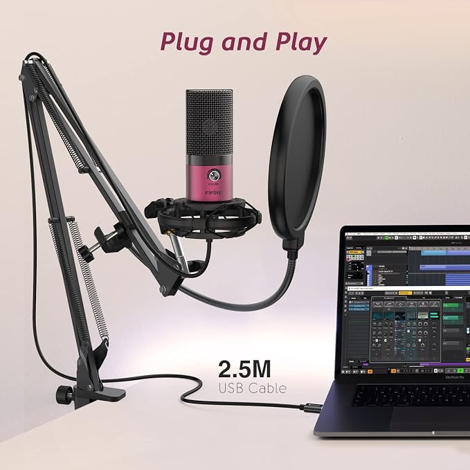 FIFINE Podcast Microphone Kit-USB PC Computer Recording Microphone, Condenser - Image 4