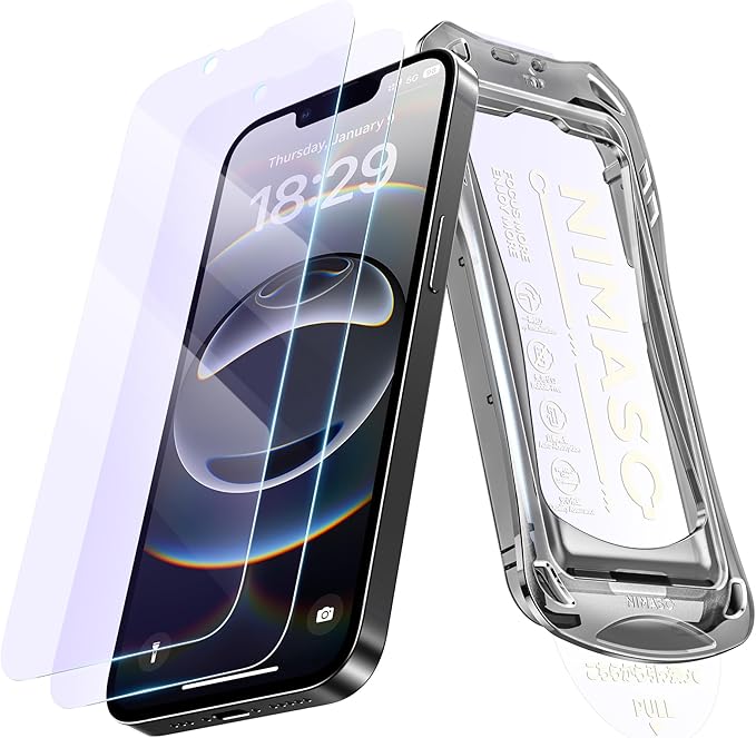 NIMASO for iPhone 16e/13 Pro/13/14 Screen Protector, 2 Pack Anti Blue Light by NIMASO