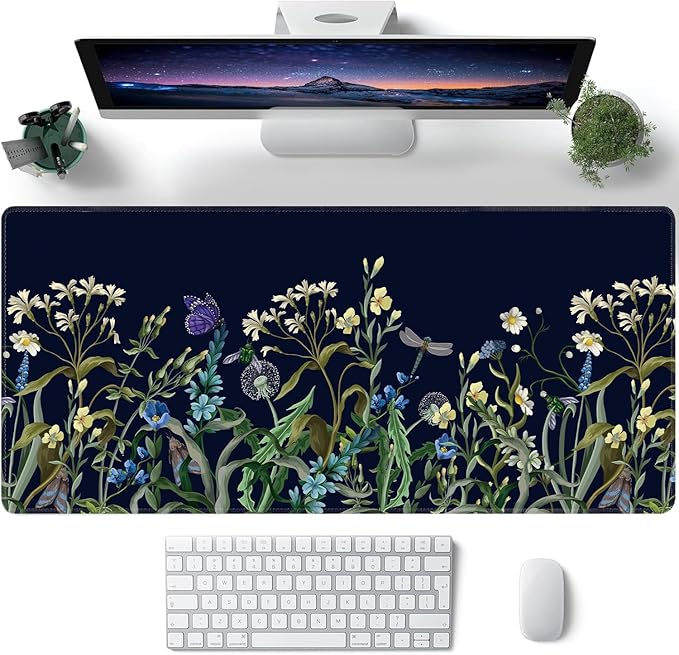 Weeds Flowers Large Mouse Pad, Gaming Keyboard Desk Pad, Extended Mouse Mat - Image 2