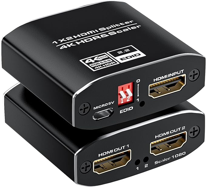 1x2 HDMI Splitter, HDR 4K@60Hz HDMI spliter 1 in 2 Out, Supports HDMI 2.0 by ConnecttoEverything