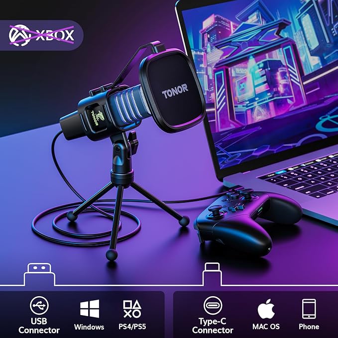 TONOR RGB USB Microphone, Cardioid Condenser Computer PC Mic - Image 2