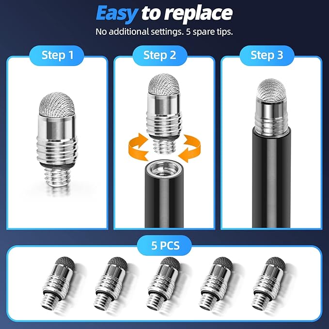 Stylus pens for Touch Screens Fiber mesh Tips High Sensitivity & Fine Point - Image 5