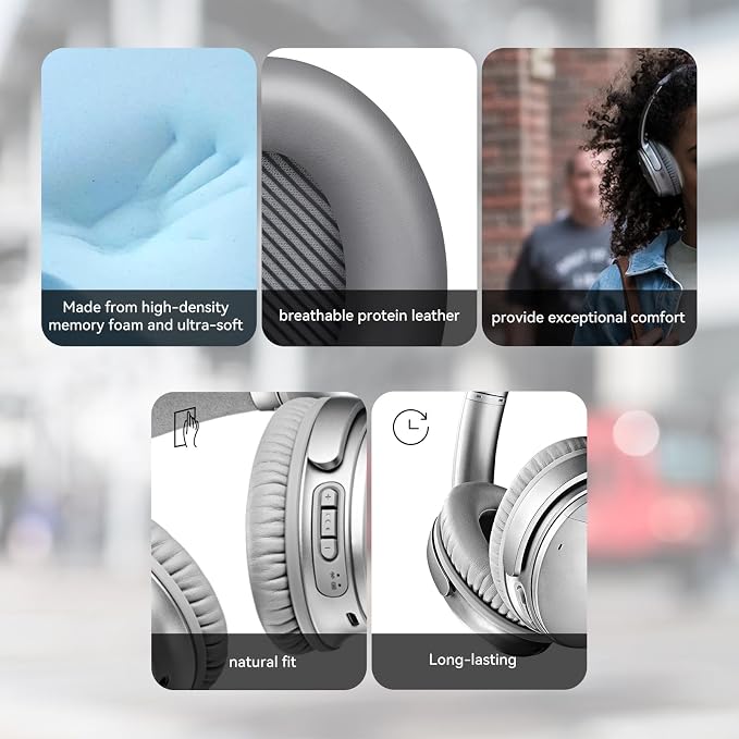 Replacement Earpads Cushions for Bose QuietComfort35&35ii Silver Headphones - Image 5