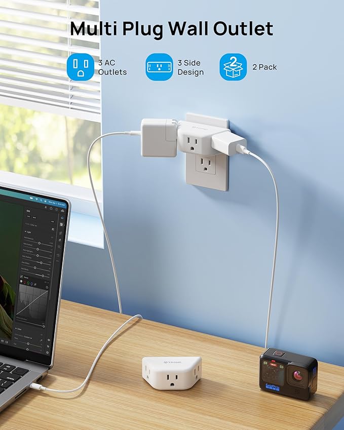 TROND Multi Plug Outlet Extender 2 Pack - Image 2